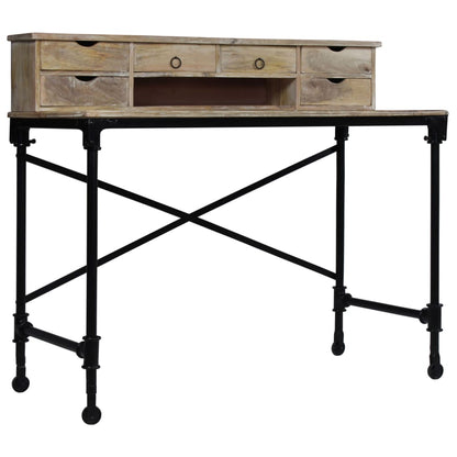 Writing Desk Natural Mango Wood Solid Mango Wood and Steel Medium