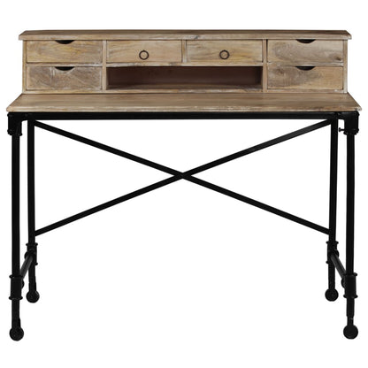 Writing Desk Natural Mango Wood Solid Mango Wood and Steel Medium