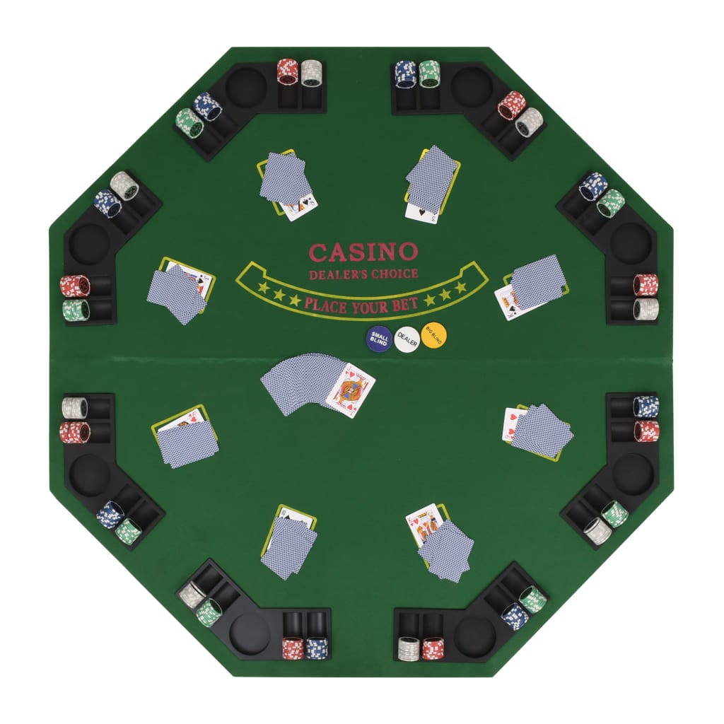 8 Player Folding Poker Tabletop Green and Black