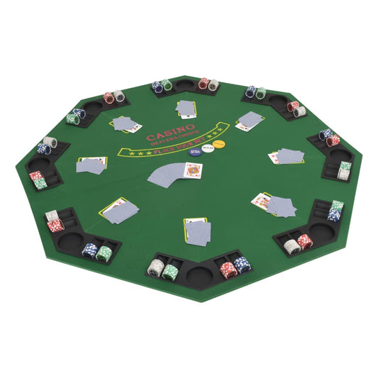 8 Player Folding Poker Tabletop Green and Black