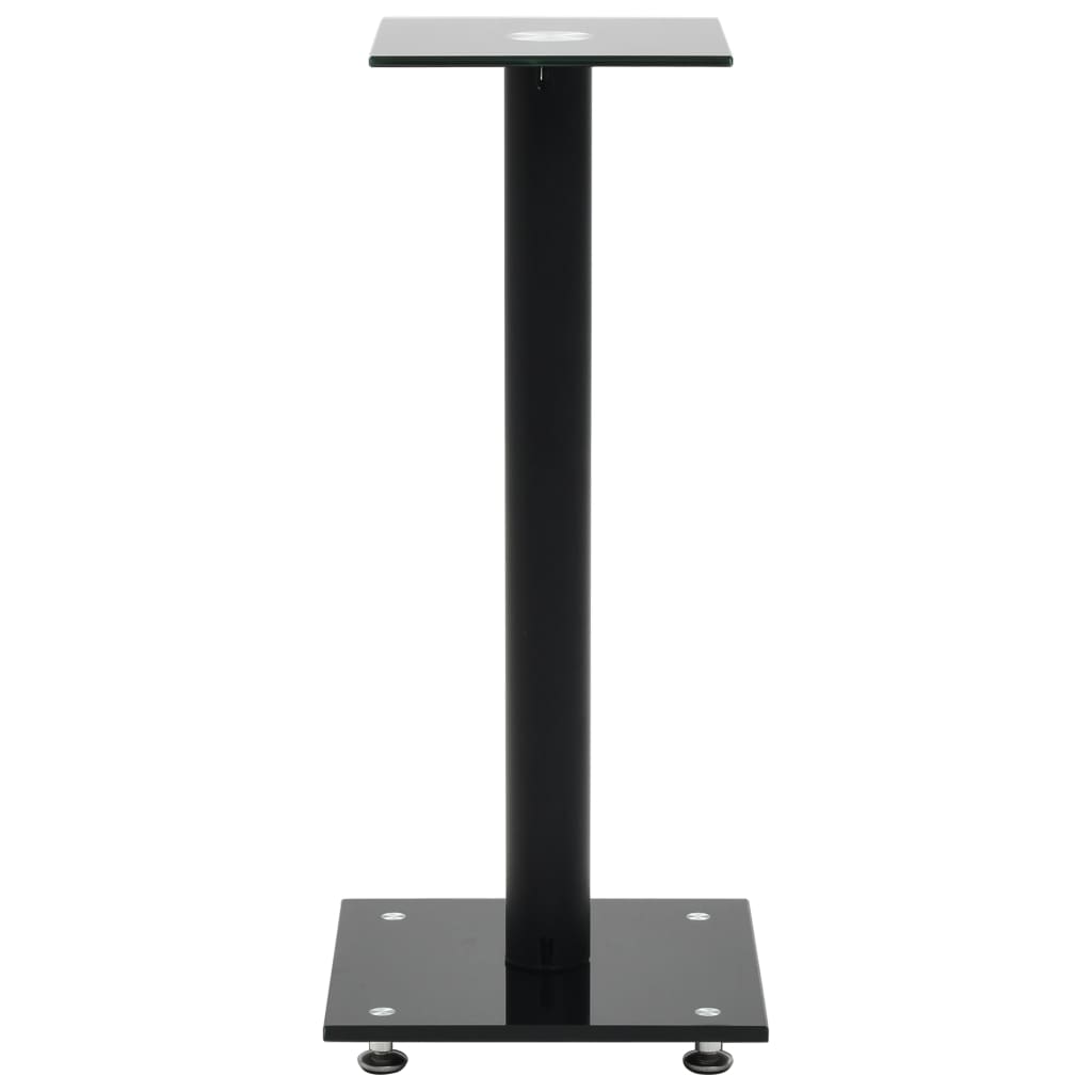 Speaker Stands 2 pcs Tempered Glass 1 Pillar Design Black