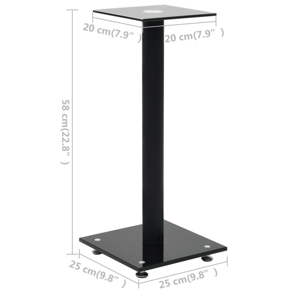Speaker Stands 2 pcs Tempered Glass 1 Pillar Design Black