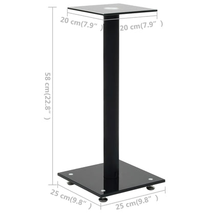 Speaker Stands 2 pcs Tempered Glass 1 Pillar Design Black
