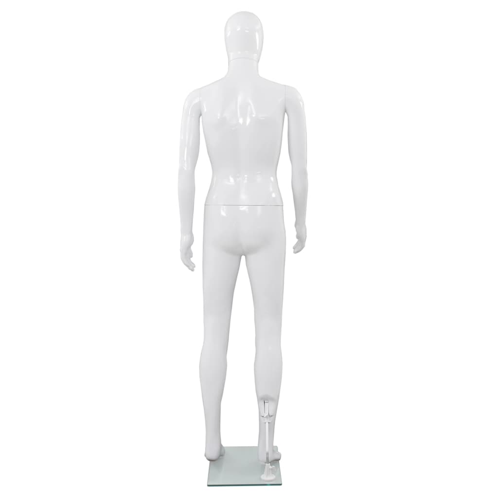 Full Body Male Mannequin with Glass Base Glossy White 72.8"