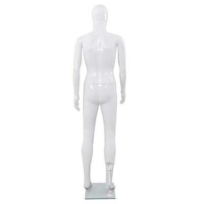 Full Body Male Mannequin with Glass Base Glossy White 72.8"