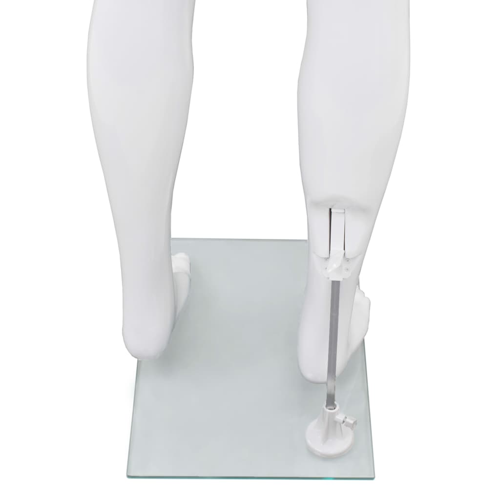 Full Body Male Mannequin with Glass Base Glossy White 72.8"