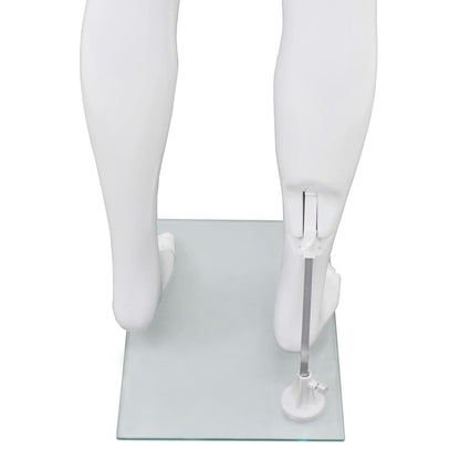 Full Body Male Mannequin with Glass Base Glossy White 72.8"