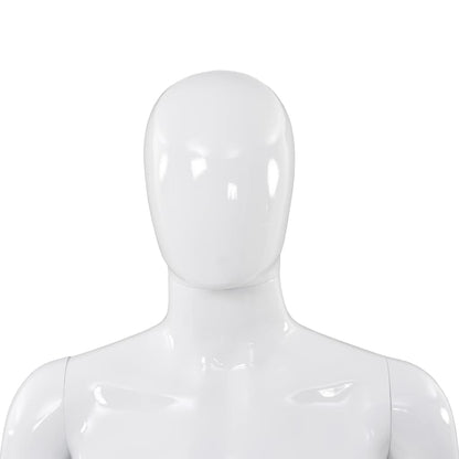 Full Body Male Mannequin with Glass Base Glossy White 72.8"
