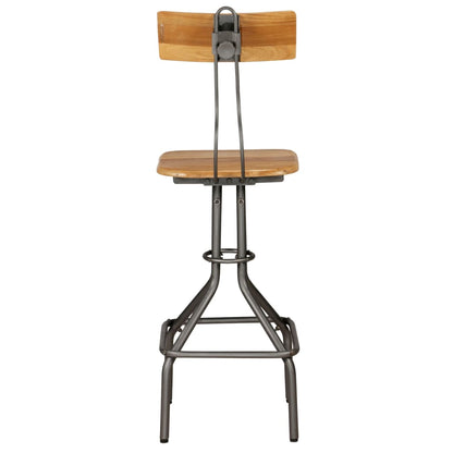Bar Chair Set of 2 Teak and Steel Grey