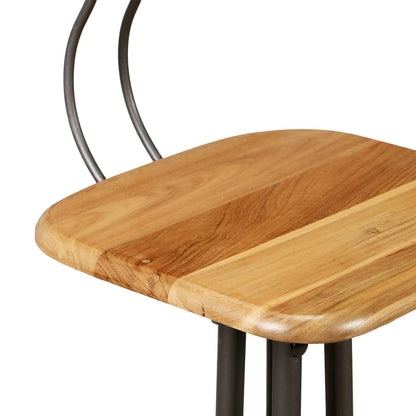 Bar Chair Set of 2 Teak and Steel Grey