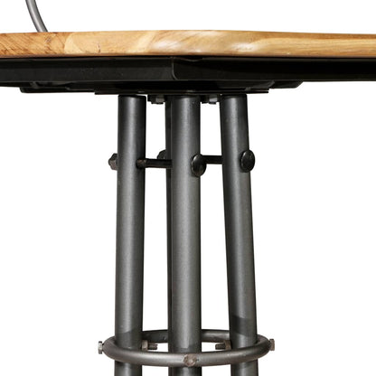 Bar Chair Set of 2 Teak and Steel Grey
