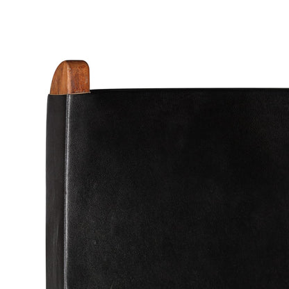 Chair Black Genuine goat leather, Solid Acacia wood Standard