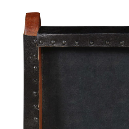 Chair Black Genuine goat leather, Solid Acacia wood Standard