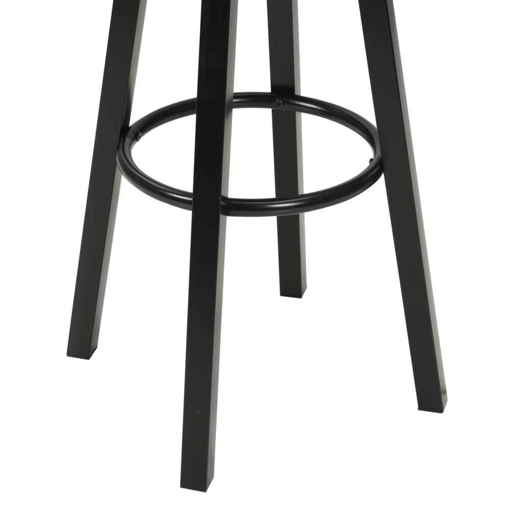 Bar Chair Set of 2 Black Faux leather, Steel Standard Footrest