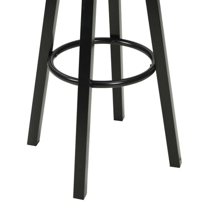 Bar Chair Set of 2 Black Faux leather, Steel Standard Footrest