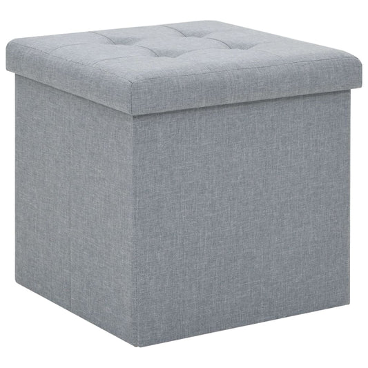 Storage Stool Light Gray Faux linen, MDF, Foam Medium Foldable