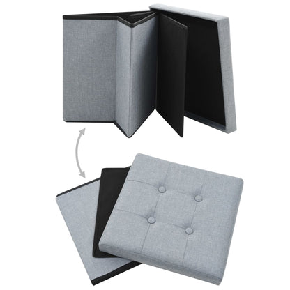 Storage Stool Light Gray Faux linen, MDF, Foam Medium Foldable
