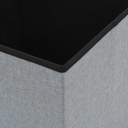 Storage Stool Light Gray Faux linen, MDF, Foam Medium Foldable