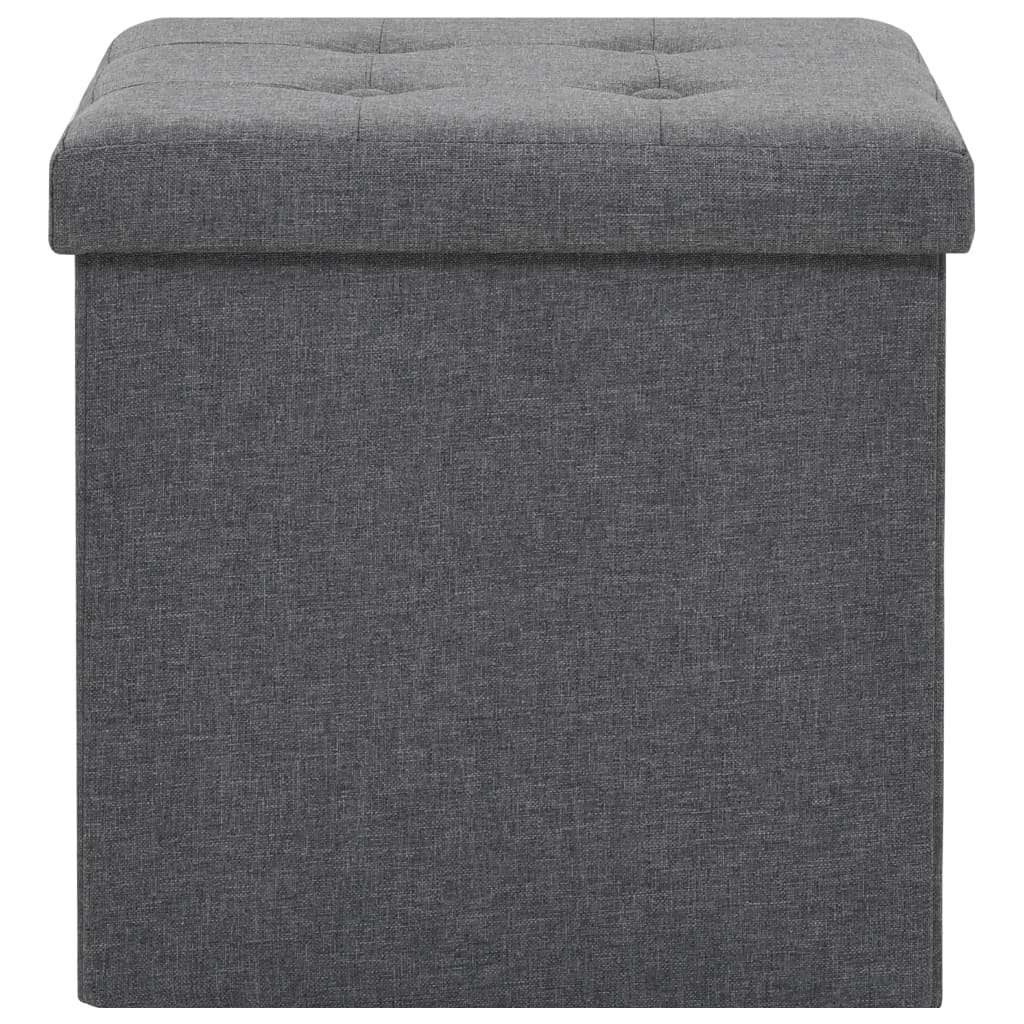 Folding Storage Stools 2 pcs Dark Gray Faux Linen
