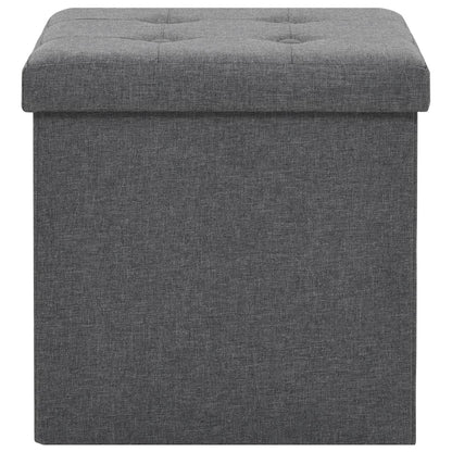 Folding Storage Stools 2 pcs Dark Gray Faux Linen