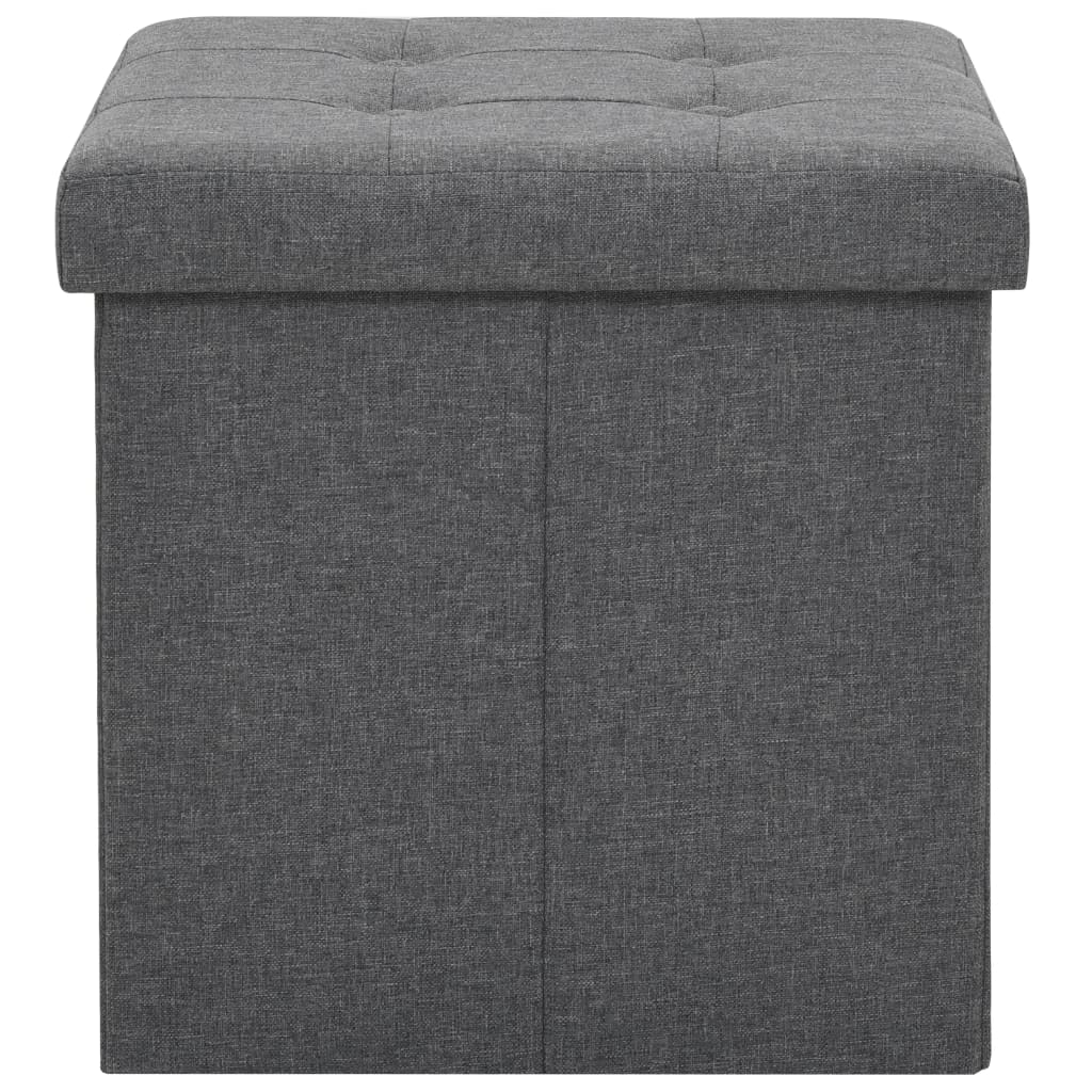 Folding Storage Stools 2 pcs Dark Gray Faux Linen