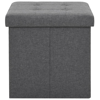 Folding Storage Stools 2 pcs Dark Gray Faux Linen