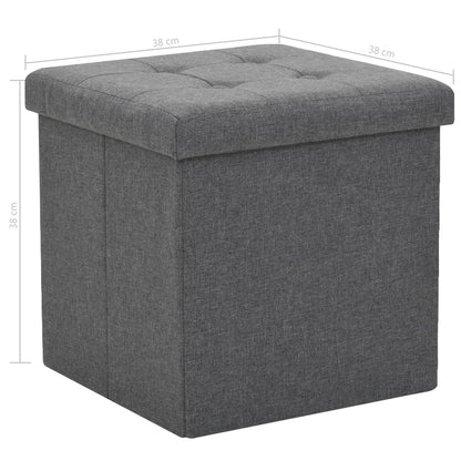 Folding Storage Stools 2 pcs Dark Gray Faux Linen