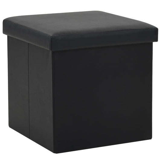Storage Stool Black Faux leather, MDF, Foam Medium Foldable