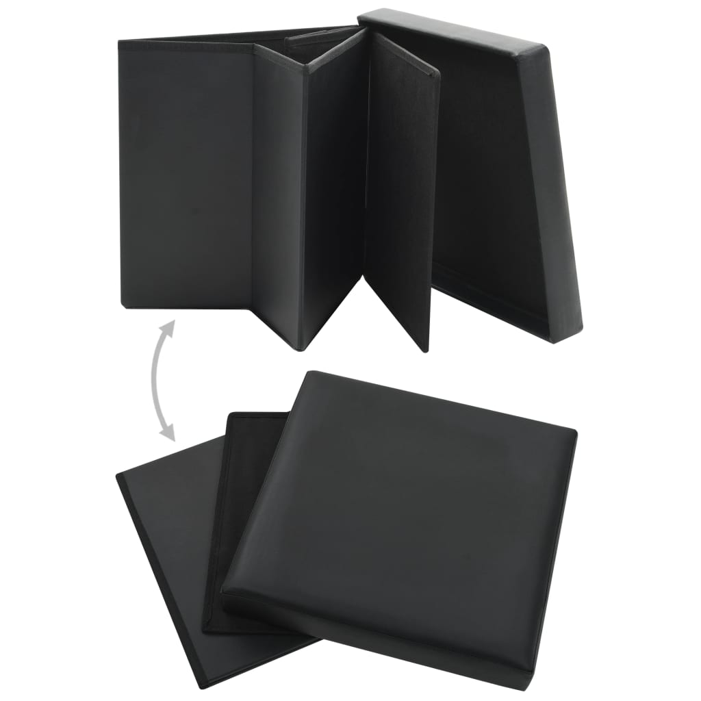 Storage Stool Black Faux leather, MDF, Foam Medium Foldable