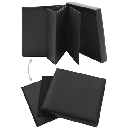 Storage Stool Black Faux leather, MDF, Foam Medium Foldable