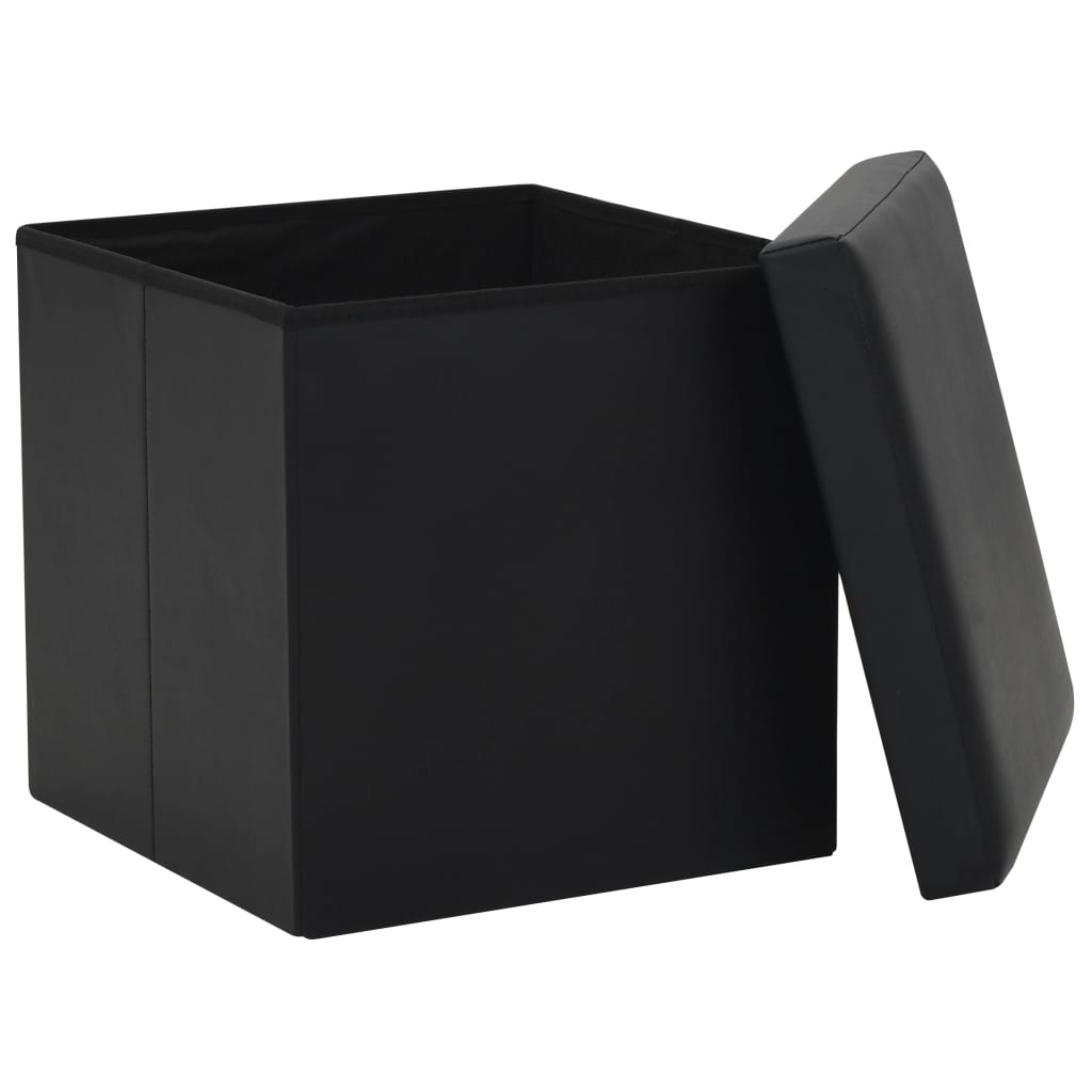 Storage Stool Black Faux leather, MDF, Foam Medium Foldable