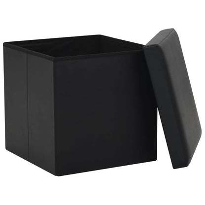 Storage Stool Black Faux leather, MDF, Foam Medium Foldable