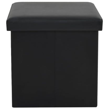 Storage Stool Black Faux leather, MDF, Foam Medium Foldable