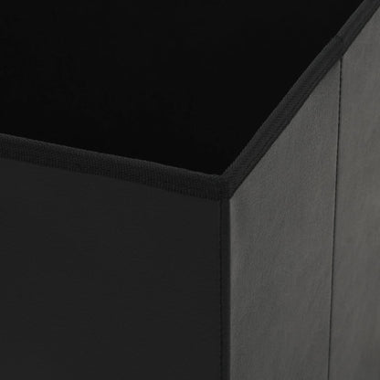 Storage Stool Black Faux leather, MDF, Foam Medium Foldable