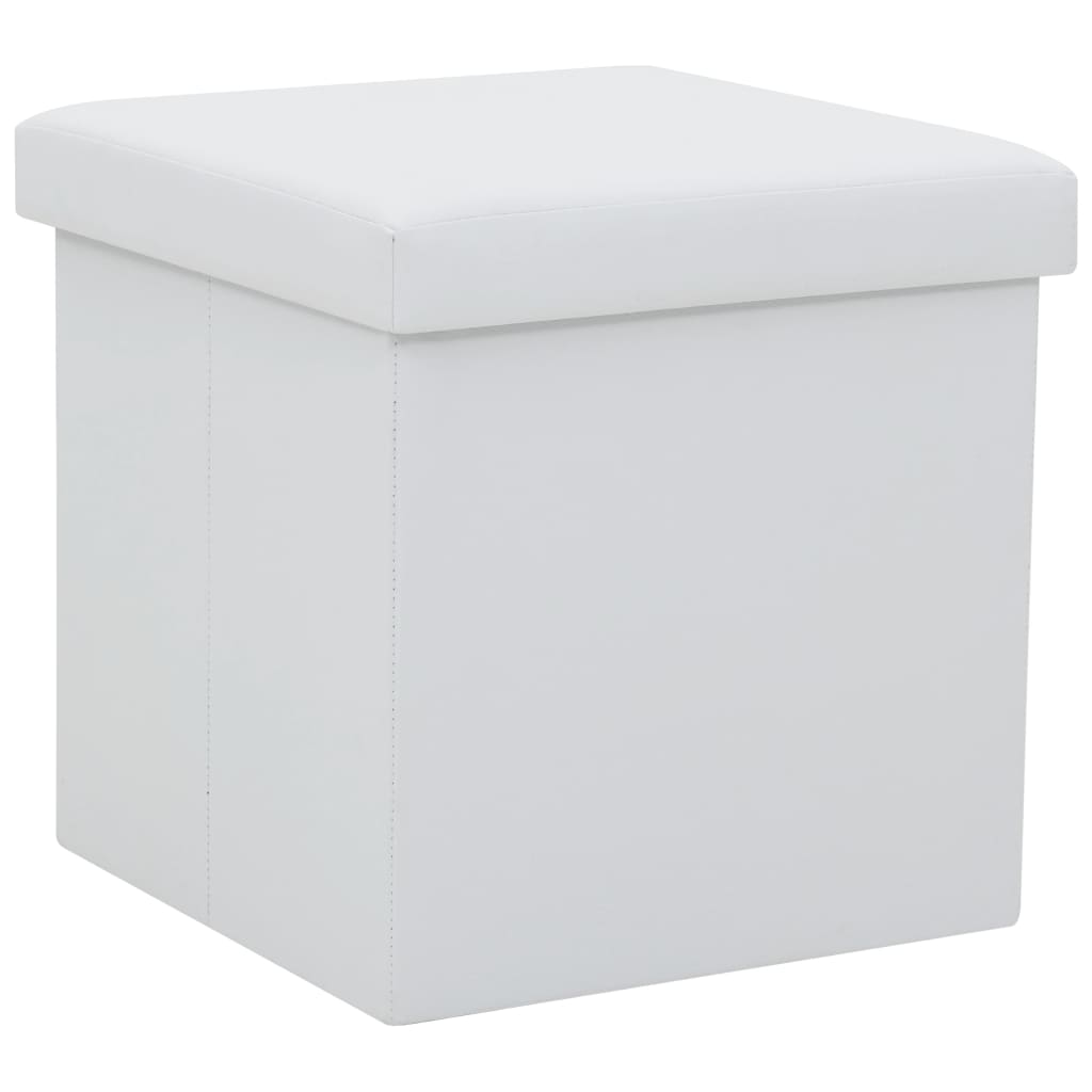 Storage Stool White Faux leather, MDF, foam Compact Folding Stool