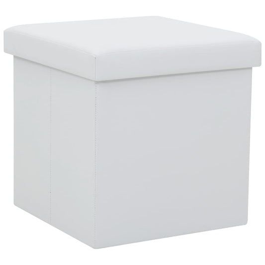 Storage Stool White Faux leather, MDF, foam Compact Folding Stool