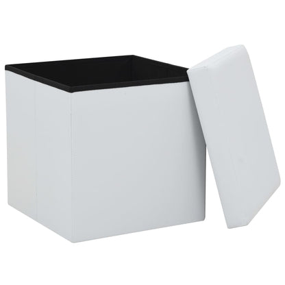 Storage Stool White Faux leather, MDF, foam Compact Folding Stool