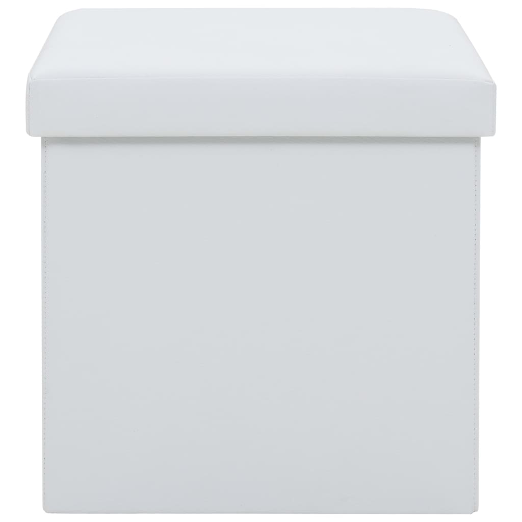 Storage Stool White Faux leather, MDF, foam Compact Folding Stool
