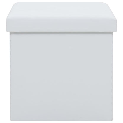 Storage Stool White Faux leather, MDF, foam Compact Folding Stool