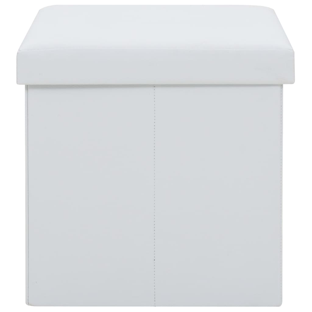 Storage Stool White Faux leather, MDF, foam Compact Folding Stool