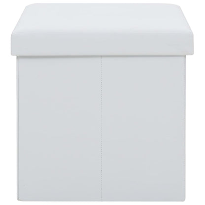 Storage Stool White Faux leather, MDF, foam Compact Folding Stool
