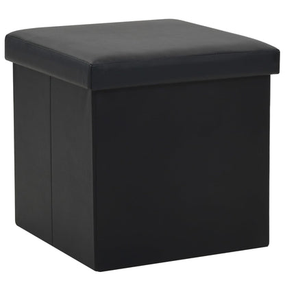 Storage Stool Set of 2 Black PVC, MDF, Foam Medium