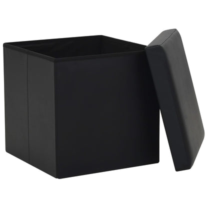 Storage Stool Set of 2 Black PVC, MDF, Foam Medium