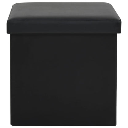 Storage Stool Set of 2 Black PVC, MDF, Foam Medium