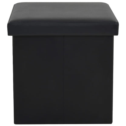 Storage Stool Set of 2 Black PVC, MDF, Foam Medium