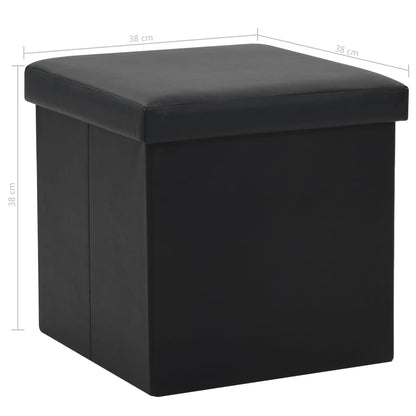 Storage Stool Set of 2 Black PVC, MDF, Foam Medium