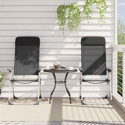 Folding Camping Chairs 2 pcs Black Aluminum