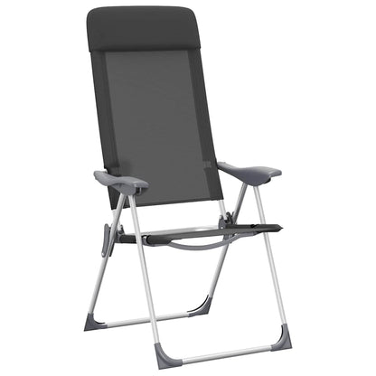 Folding Camping Chairs 2 pcs Black Aluminum