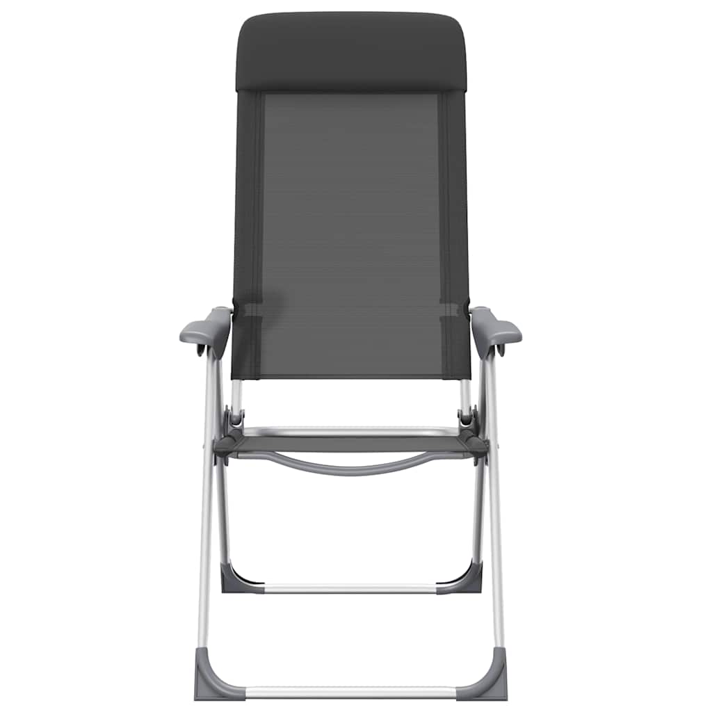 Folding Camping Chairs 2 pcs Black Aluminum
