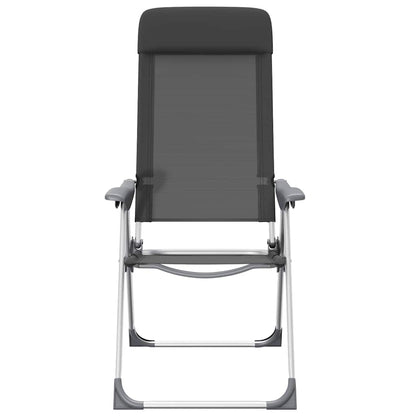 Folding Camping Chairs 2 pcs Black Aluminum